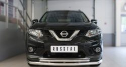 Защита переднего бампера (2 трубыØ63 и 42 мм, нержавейка) SLITKOFF Nissan X-trail  3 T32 (2013-2018) дорестайлинг
