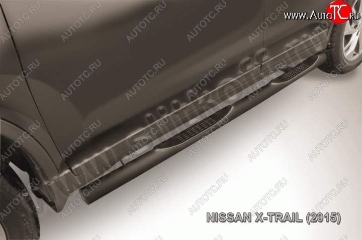 12 399 р. Защита порогов Slitkoff  Nissan X-trail  3 T32 (2017-2022) рестайлинг (Цвет: серебристый)  с доставкой в г. Майкоп