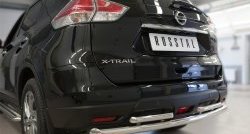 12 349 р. Защита заднего бампера (Ø63 и 42 мм, уголки, нержавейка) SLITKOFF Nissan X-trail 3 T32 рестайлинг (2017-2022)  с доставкой в г. Майкоп. Увеличить фотографию 2