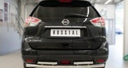 Защита заднего бампера (Ø63 и 42 мм, уголки, нержавейка) SLITKOFF Nissan X-trail  3 T32 (2017-2022) рестайлинг