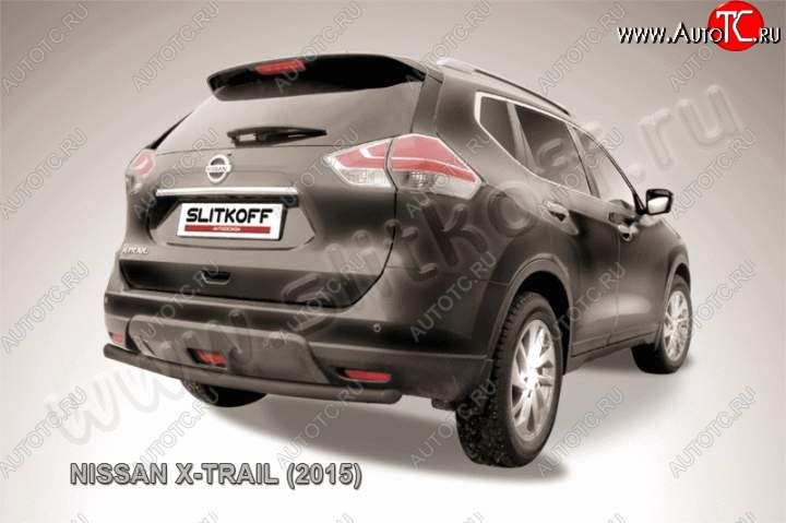 7 599 р. Защита задняя Slitkoff Nissan X-trail 3 T32 рестайлинг (2017-2022) (Цвет: серебристый)  с доставкой в г. Майкоп