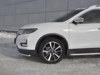 13 749 р. Защита переднего бампера (Ø42 мм, нержавейка) SLITKOFF  Nissan X-trail  3 T32 (2013-2018) дорестайлинг  с доставкой в г. Майкоп. Увеличить фотографию 3