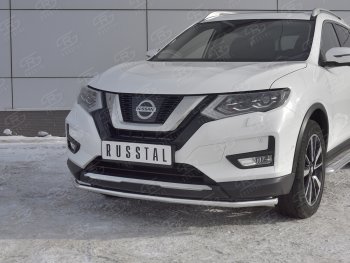 13 749 р. Защита переднего бампера (Ø42 мм, нержавейка) SLITKOFF  Nissan X-trail  3 T32 (2013-2018) дорестайлинг  с доставкой в г. Майкоп. Увеличить фотографию 4