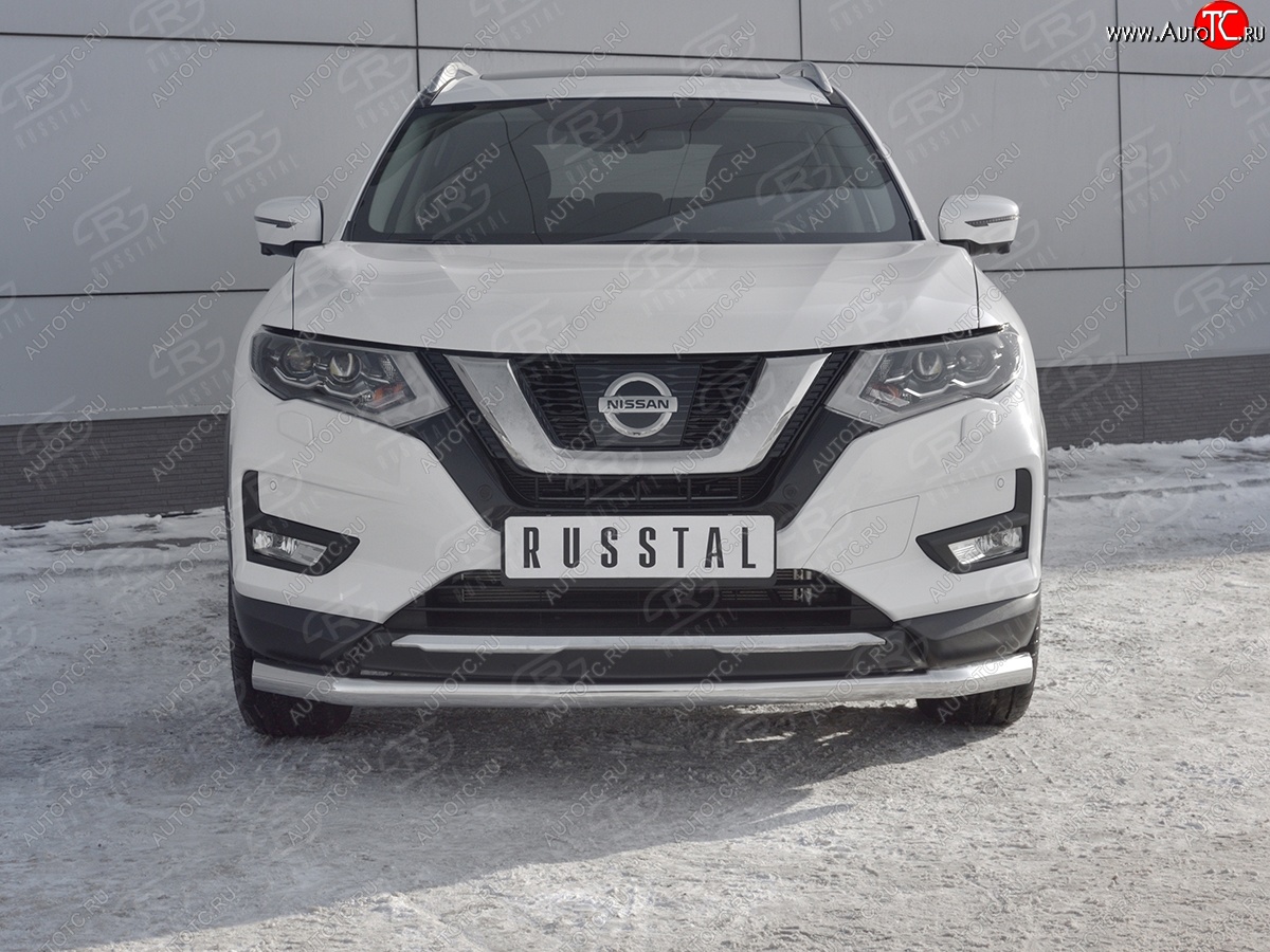 14 349 р. Защита переднего бампера (Ø63 мм, нержавейка) SLITKOFF  Nissan X-trail  3 T32 (2013-2018) дорестайлинг  с доставкой в г. Майкоп