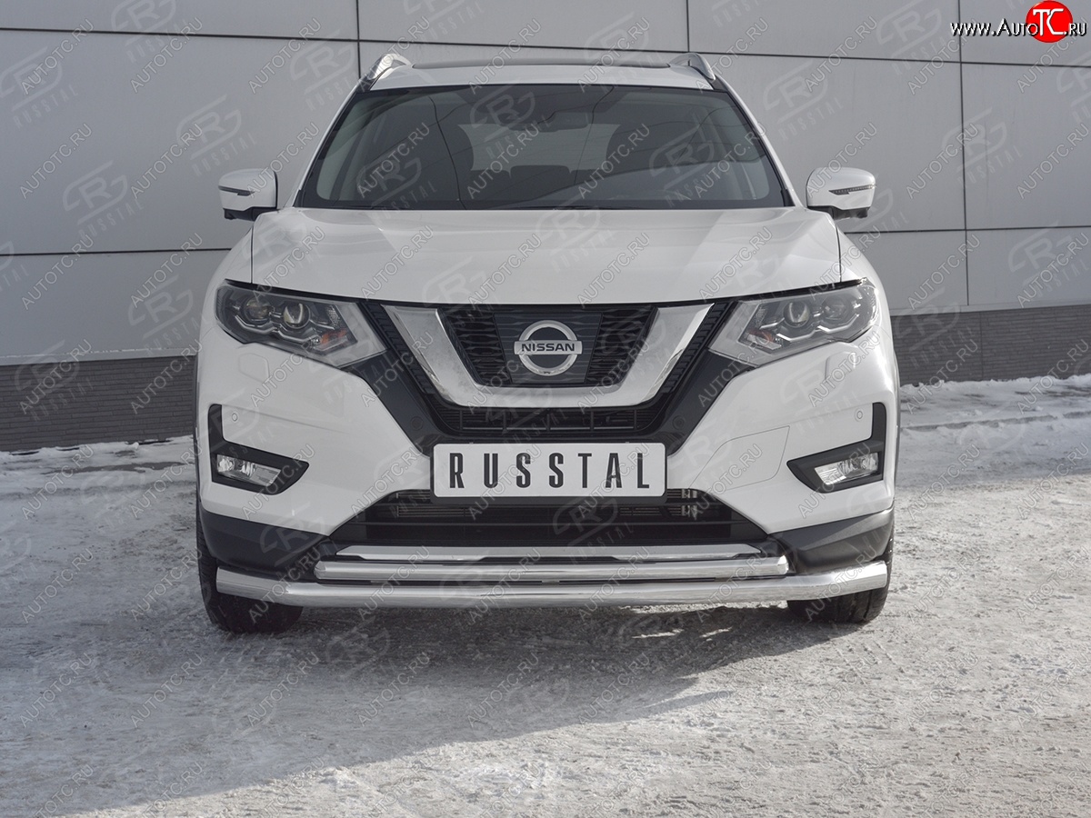 17 949 р. Защита переднего бампера (Ø63 и 42 мм)  Nissan X-trail  3 T32 (2013-2018) дорестайлинг  с доставкой в г. Майкоп
