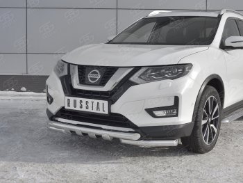 22 599 р. Защита переднего бампера (Ø63 мм с клыками, нержавейка) SLITKOFF  Nissan X-trail  3 T32 (2013-2018) дорестайлинг  с доставкой в г. Майкоп. Увеличить фотографию 4