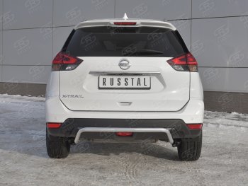 Защита заднего бампера (Ø42 мм волна, нержавейка) SLITKOFF Nissan X-trail  3 T32 (2017-2022) рестайлинг