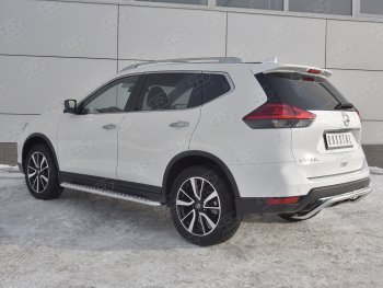 13 999 р. Защита заднего бампера (Ø42 мм волна, нержавейка) SLITKOFF Nissan X-trail 3 T32 рестайлинг (2017-2022)  с доставкой в г. Майкоп. Увеличить фотографию 2