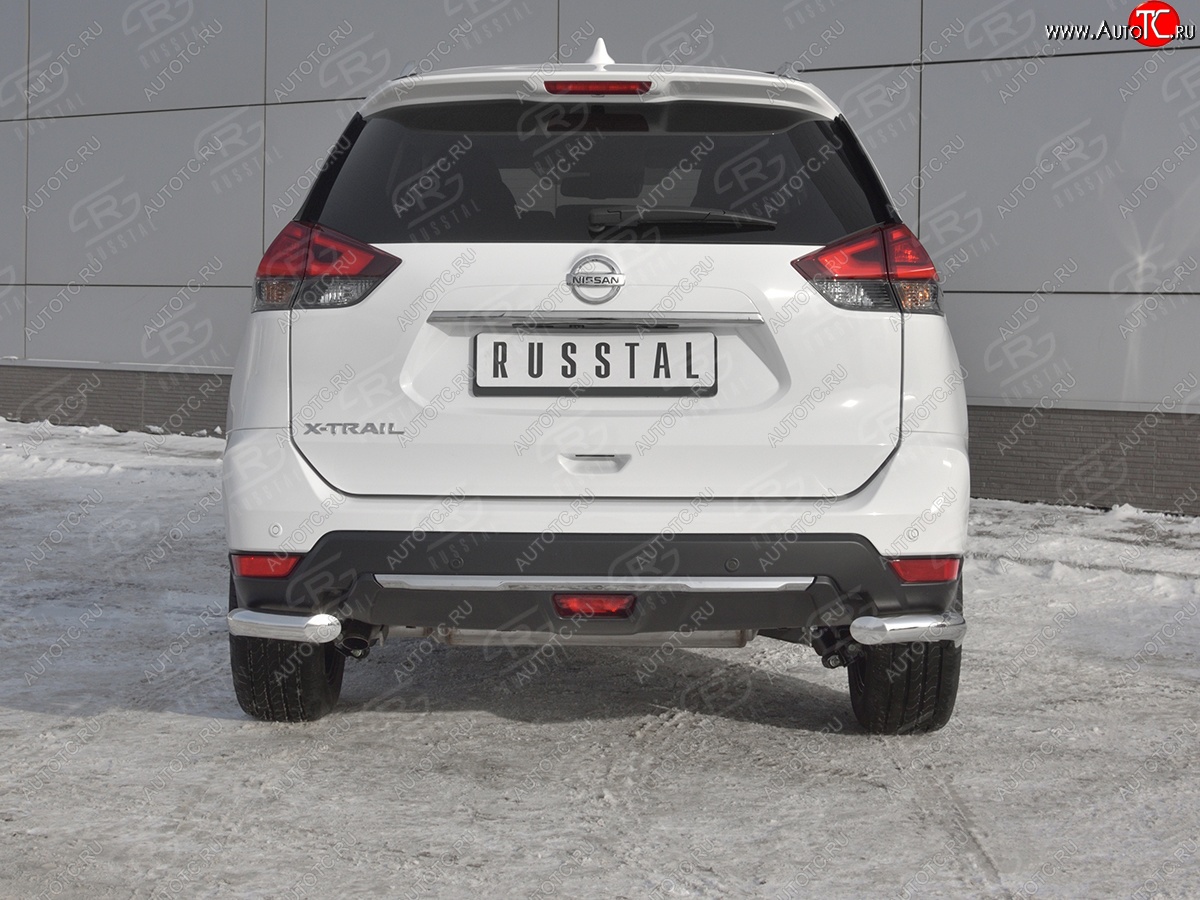 15 249 р. Защита заднего бампера (Ø63 мм уголки, нержавейка) SLITKOFF  Nissan X-trail  3 T32 (2017-2022) рестайлинг  с доставкой в г. Майкоп