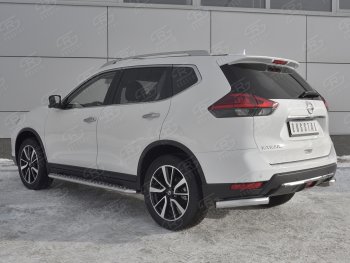 15 249 р. Защита заднего бампера (Ø63 мм уголки, нержавейка) SLITKOFF  Nissan X-trail  3 T32 (2017-2022) рестайлинг  с доставкой в г. Майкоп. Увеличить фотографию 2