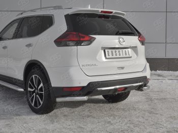 15 249 р. Защита заднего бампера (Ø63 мм уголки, нержавейка) SLITKOFF  Nissan X-trail  3 T32 (2017-2022) рестайлинг  с доставкой в г. Майкоп. Увеличить фотографию 4