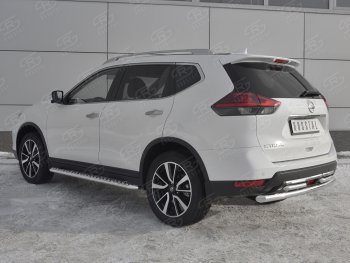 16 599 р. Защита заднего бампера (Ø63 и 42 мм , нержавейка) RUSSTAL  Nissan X-trail  3 T32 (2017-2022) рестайлинг  с доставкой в г. Майкоп. Увеличить фотографию 2