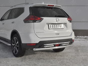 16 599 р. Защита заднего бампера (Ø63 и 42 мм , нержавейка) RUSSTAL  Nissan X-trail  3 T32 (2017-2022) рестайлинг  с доставкой в г. Майкоп. Увеличить фотографию 4