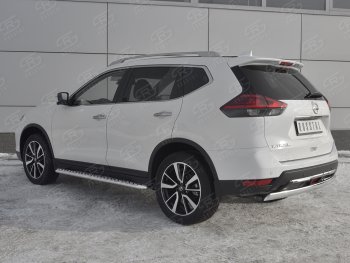 11 549 р. Защита заднего бампера (Ø75x42 мм, нержавейка) Russtal Nissan X-trail 3 T32 рестайлинг (2017-2022)  с доставкой в г. Майкоп. Увеличить фотографию 2