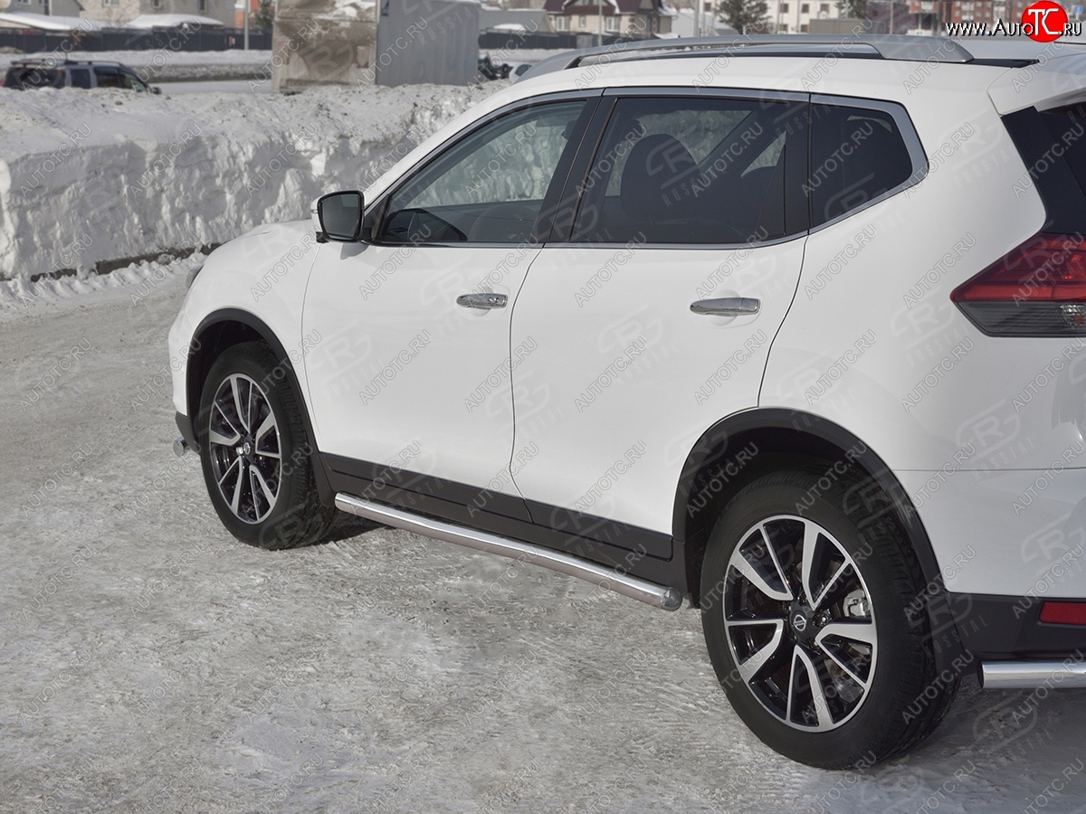 19 999 р. Защита порогов (Ø63 мм, нержавейка) SLITKOFF Nissan X-trail 3 T32 рестайлинг (2017-2022) (Вариант 3)  с доставкой в г. Майкоп