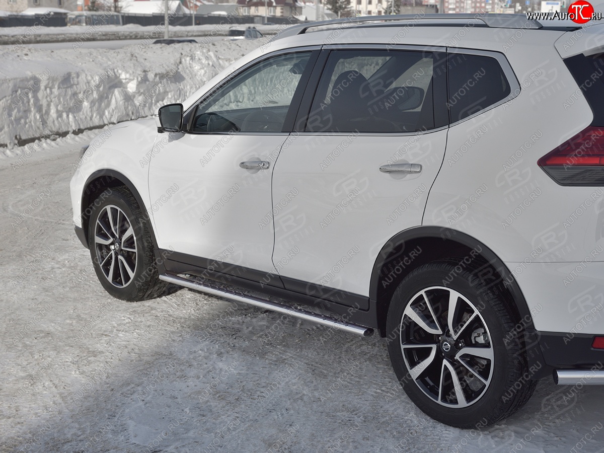 16 649 р. Защита порогов (Ø75x42 мм с проступью) Russtal Nissan X-trail 3 T32 рестайлинг (2017-2022)  с доставкой в г. Майкоп