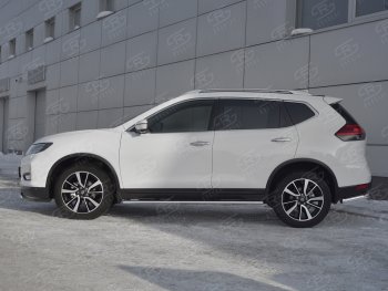 16 649 р. Защита порогов (Ø75x42 мм с проступью) Russtal Nissan X-trail 3 T32 рестайлинг (2017-2022)  с доставкой в г. Майкоп. Увеличить фотографию 2