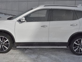 16 649 р. Защита порогов (Ø75x42 мм с проступью) Russtal Nissan X-trail 3 T32 рестайлинг (2017-2022)  с доставкой в г. Майкоп. Увеличить фотографию 3