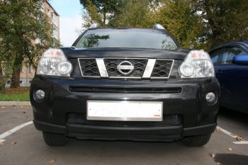 2 799 р. Защитная сетка решетки переднего бампера Arbori Nissan X-trail 2 T31 дорестайлинг (2007-2011) (Чёрная, 15 мм)  с доставкой в г. Майкоп. Увеличить фотографию 2