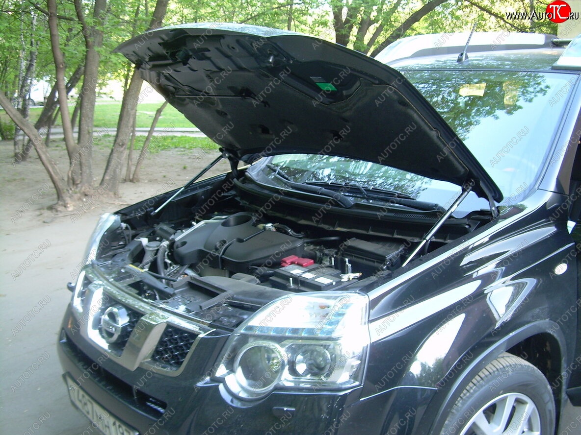 2 199 р. Упоры капота Russtal Nissan X-trail 2 T31 дорестайлинг (2007-2011)  с доставкой в г. Майкоп
