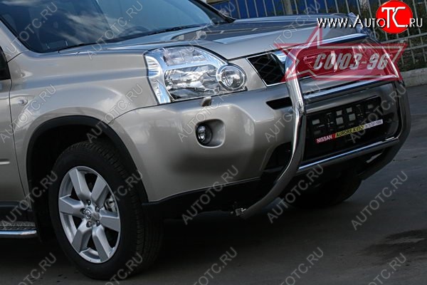 11 429 р. Защита переднего бампера Souz-96 (d60) Nissan X-trail 2 T31 дорестайлинг (2007-2011)  с доставкой в г. Майкоп
