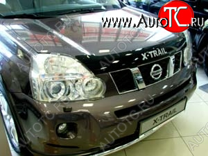 3 299 р. Дефлектор капота SIM (Logo) Nissan X-trail 2 T31 дорестайлинг (2007-2011)  с доставкой в г. Майкоп