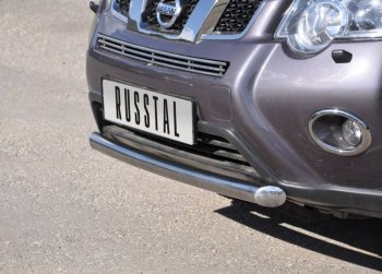 14 599 р. Защита переднего бампера (Ø63 мм короткая, нержавейка) SLITKOFF Nissan X-trail 2 T31 рестайлинг (2010-2015)  с доставкой в г. Майкоп. Увеличить фотографию 2