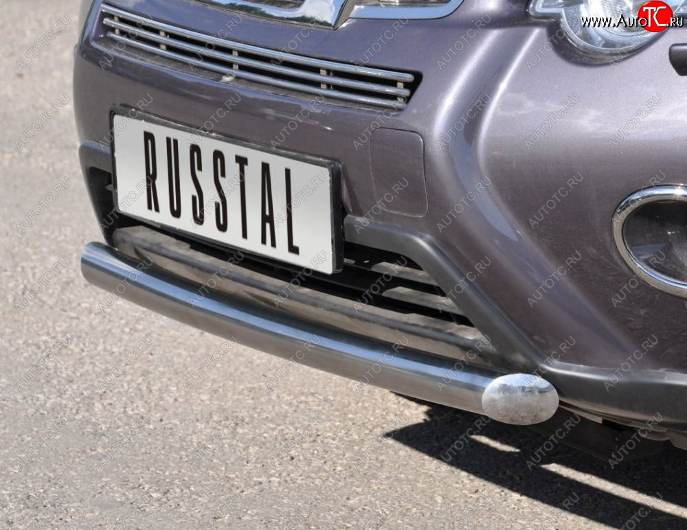 15 299 р. Защита переднего бампера (Ø76 мм, нержавейка) SLITKOFF Nissan X-trail 2 T31 рестайлинг (2010-2015)  с доставкой в г. Майкоп
