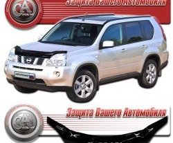 2 399 р. Дефлектор капота CA Plastic exclusive  Nissan X-trail  2 T31 (2007-2011) дорестайлинг (серия Classic черный, Без надписи)  с доставкой в г. Майкоп. Увеличить фотографию 2