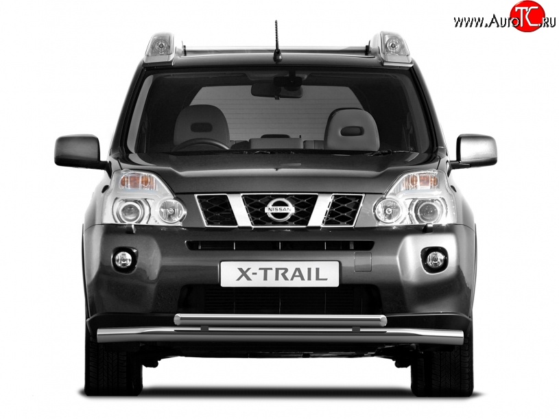 7 899 р. Двойная защита переднего бампера из труб диаметрами по 63 мм Petroil Tuning Nissan X-trail 2 T31 дорестайлинг (2007-2011)  с доставкой в г. Майкоп