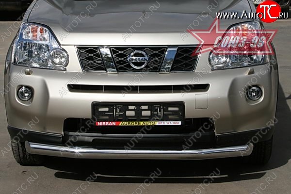 1 052 р. Защита переднего бампера одинарная Souz-96 (d76) Nissan X-trail 2 T31 дорестайлинг (2007-2011)  с доставкой в г. Майкоп