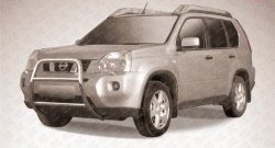 Усиленная высокая защита переднего бампера из трубы диаметром 57 мм Slitkoff Nissan X-trail  2 T31 (2007-2011) дорестайлинг