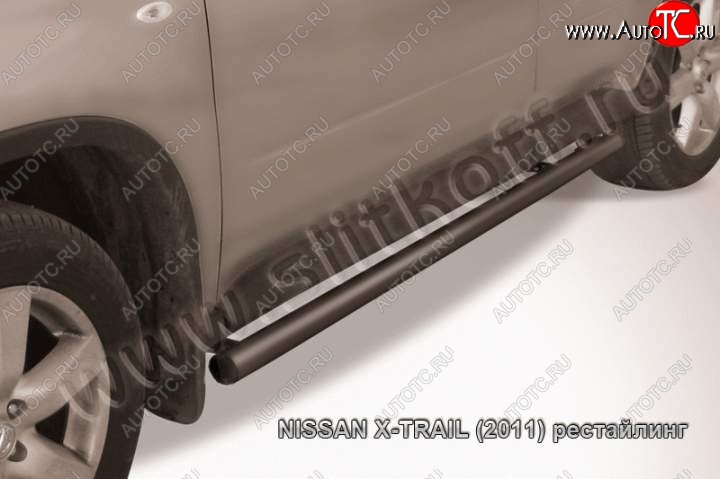 9 899 р. Защита порогов Slitkoff  Nissan X-trail  2 T31 (2007-2011) дорестайлинг (Цвет: серебристый)  с доставкой в г. Майкоп