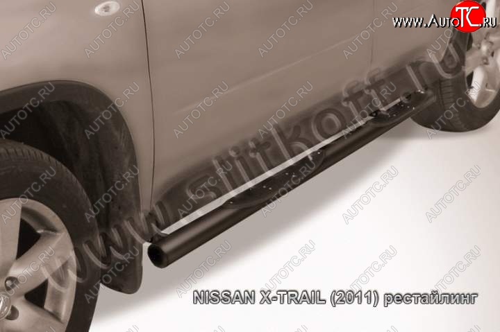 12 399 р. Защита порогов Slitkoff  Nissan X-trail  2 T31 (2007-2011) дорестайлинг (Цвет: серебристый)  с доставкой в г. Майкоп