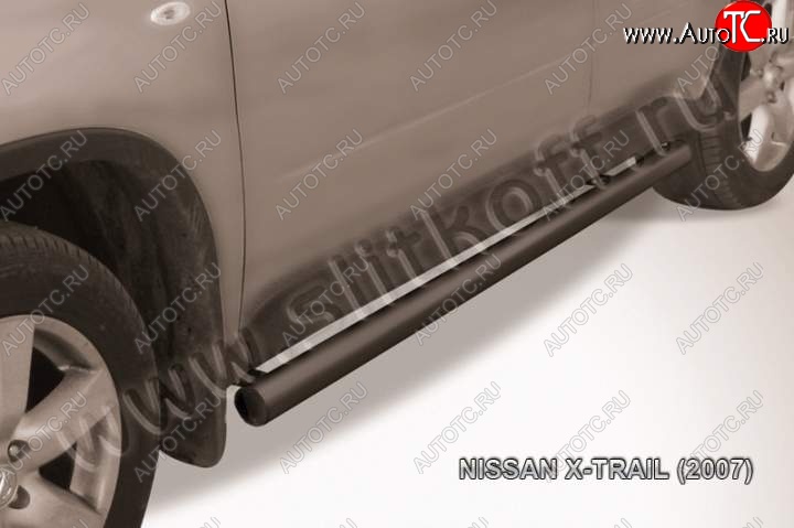 10 599 р. Защита порогов Slitkoff  Nissan X-trail  2 T31 (2007-2011) дорестайлинг (Цвет: серебристый)  с доставкой в г. Майкоп
