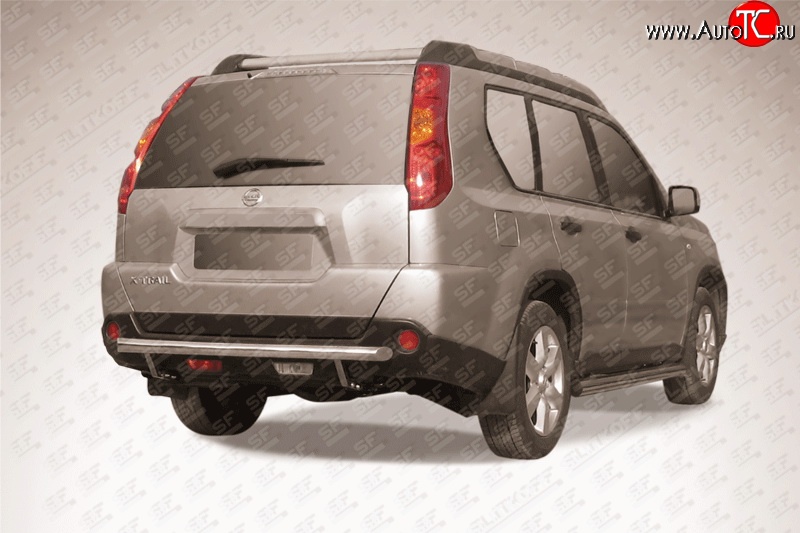 8 999 р. Одинарная защита заднего бампера из трубы диаметром 57 мм Slitkoff Nissan X-trail 2 T31 дорестайлинг (2007-2011) (Цвет: нержавеющая полированная сталь)  с доставкой в г. Майкоп