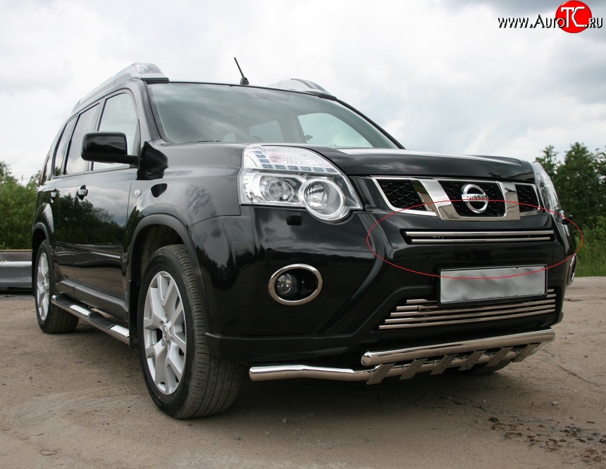 2 204 р. Декоративная вставка воздухозаборника Novline (d16 мм, верхняя) Nissan X-trail 2 T31 рестайлинг (2010-2015)  с доставкой в г. Майкоп