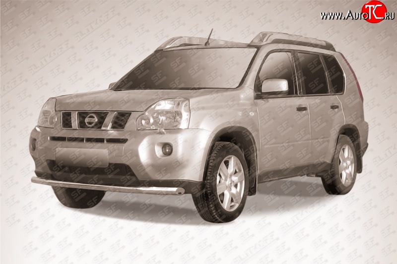 11 749 р. Одинарная защита переднего бампера из трубы диаметром 57 мм Slitkoff Nissan X-trail 2 T31 рестайлинг (2010-2015) (Цвет: нержавеющая полированная сталь)  с доставкой в г. Майкоп