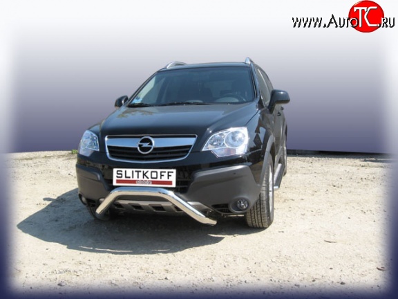 29 999 р. Усиленная защита переднего бампера из трубы диаметром 76 мм Slitkoff  Opel Antara (2006-2010) (Цвет: нержавеющая полированная сталь)  с доставкой в г. Майкоп