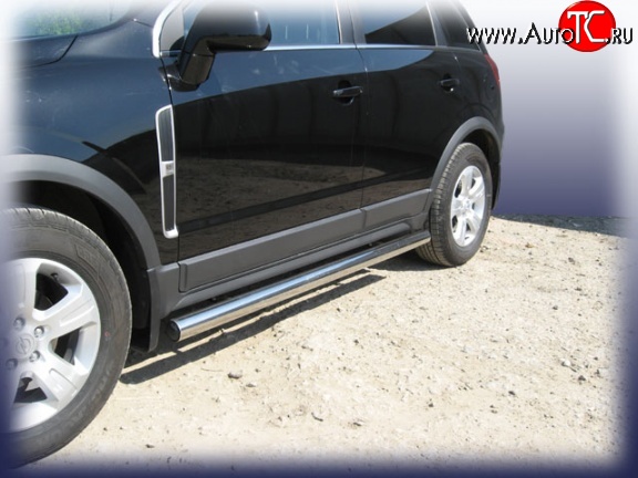 14 999 р. Защита порогов из круглой трубы диаметром 57 мм Slitkoff Opel Antara (2006-2010) (Цвет: нержавеющая полированная сталь)  с доставкой в г. Майкоп