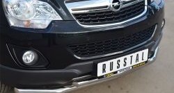 Защита переднего бампера (2 трубыØ63 и 42 мм, нержавейка) SLITKOFF Opel Antara (2010-2015) рестайлинг