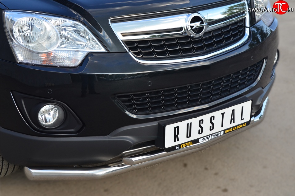 16 949 р. Защита переднего бампера (2 трубыØ63 и 42 мм, нержавейка) SLITKOFF  Opel Antara (2010-2015) рестайлинг  с доставкой в г. Майкоп