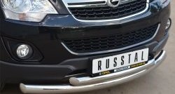 20 399 р. Защита переднего бампера (2 трубыØ76 и 63 мм, нержавейка) SLITKOFF  Opel Antara (2010-2015) рестайлинг  с доставкой в г. Майкоп. Увеличить фотографию 2
