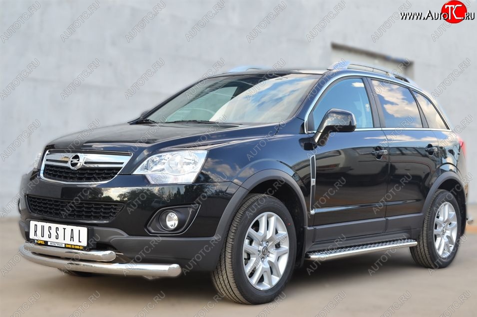 22 999 р. Защита порогов из круглой трубы диаметром 42 мм SLITKOFF v2  Opel Antara (2010-2015) рестайлинг  с доставкой в г. Майкоп