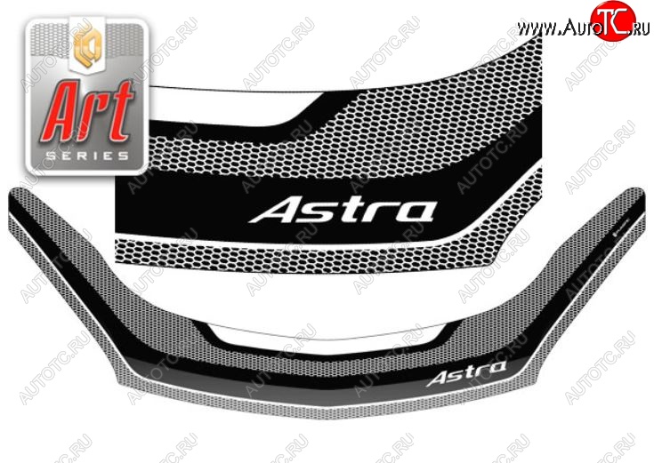 2 399 р. Дефлектор капота CA-Plastiс  Opel Astra  H (2004-2007) седан дорестайлинг (серия Art белая)  с доставкой в г. Майкоп