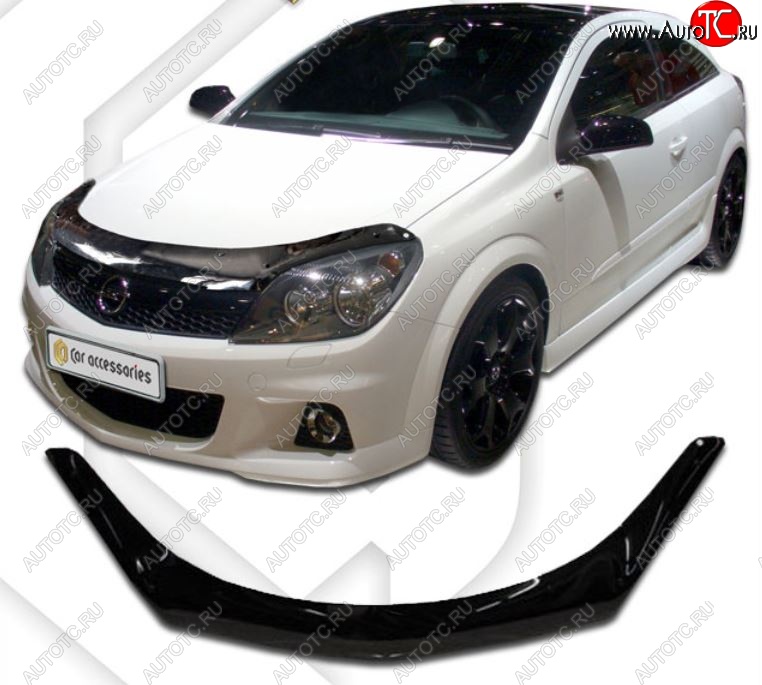 2 159 р. Дефлектор капота CA-Plastiс  Opel Astra  H (2004-2015) хэтчбек 5дв дорестайлинг, хэтчбек 5дв рестайлинг (серия Classic черный, Без надписи)  с доставкой в г. Майкоп