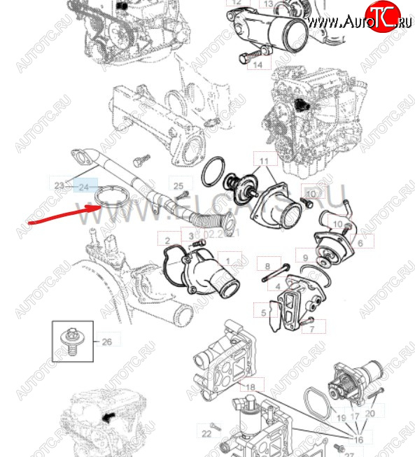 116 р. Уплотнительное кольцо маслопровода GM (дв. Z16XEP, к корпусу масляного фильтра) Opel Astra H хэтчбек 5дв дорестайлинг (2004-2007)  с доставкой в г. Майкоп