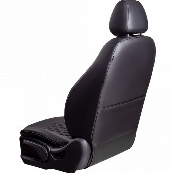 9 449 р. Чехлы для сидений Lord Autofashion Турин Ромб (экокожа, 60/40, подлокотник, 3 Г-образных подголовника) Opel Astra J хэтчбек 5 дв.  рестайлинг (2012-2017) (Черный, вставка черная, строчка серая)  с доставкой в г. Майкоп. Увеличить фотографию 3