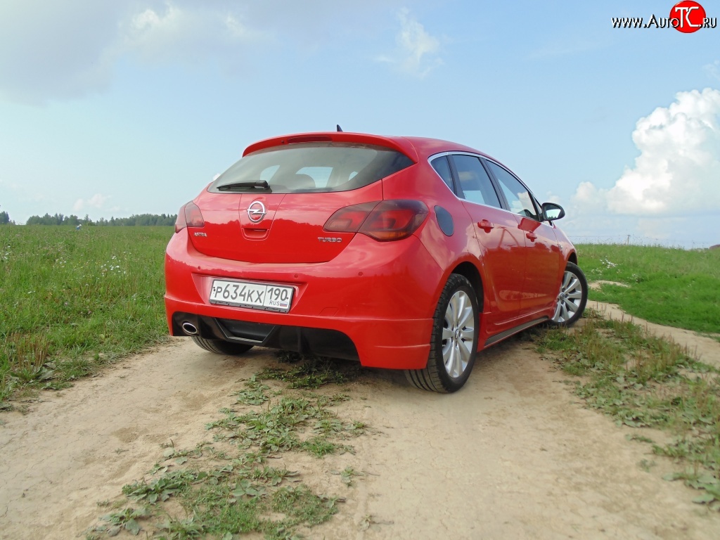 3 899 р. Накладка Sport на задний бампер Opel Astra J хэтчбек 5 дв.  рестайлинг (2012-2017) (Неокрашенная)  с доставкой в г. Майкоп