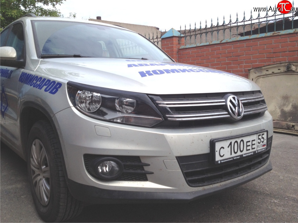 1 859 р. Реснички Sport на фары Volkswagen Tiguan NF рестайлинг (2011-2017) (Неокрашенные)  с доставкой в г. Майкоп